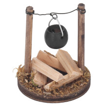 DIY houten miniatuur openhaard fornuis ketel decor
