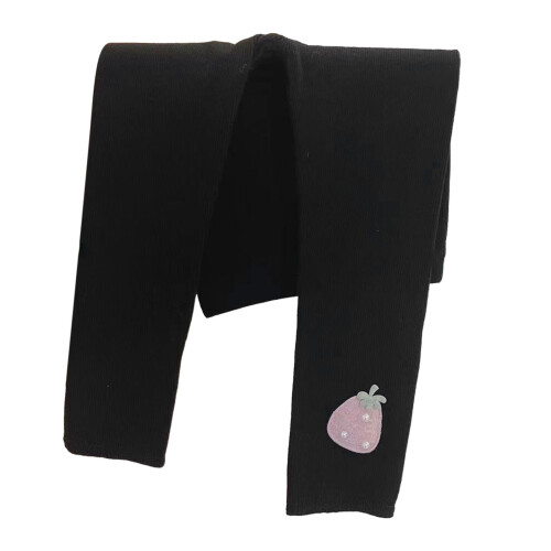 (43.3in) Nahtlose Kinderleggings Weich Elastisch Schwarz 100cm