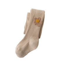 (Khaki L, Suitable for Height 102‑116cm/40.2‑45.7in) Girls Dance Tights Soft Cotton Elastic Breathable Footed Socks Black M