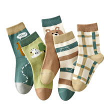 (S for 1‑3 Years Old) 5 Paar Kinder-Bär-Socken Kammbaumwolle Crew Socken 5-8J