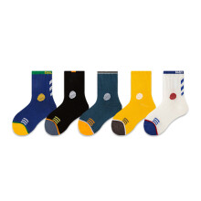 (XL) 5 Paar Kinder Sportsocken schweißableitend atmungsaktiv Buchstaben Mid