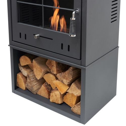 OKO S4 Bio Ethanol Stove with Log Storage in Charcoal Grey 2
