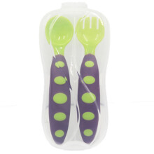 (Green and Purple) Wiederverwendbares Baby-Essbesteck-Set aus PP, hellgrün, lila