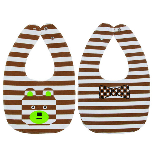 (6) Double Sided Waterproof Cotton Bibs Cartoon Pattern Washable 2