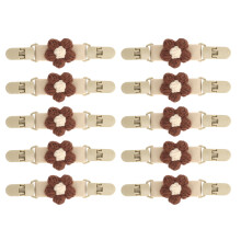 (Brown Flower) 10x Klemmclip Schnallenhalter Schultergurt Weiß