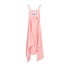 (Pink) Babybadetuch mit Kapuze aus weicher Fleece