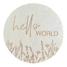 (L6) 5,9" Runder Baby-Ankündigungsprop aus Holz Hello World