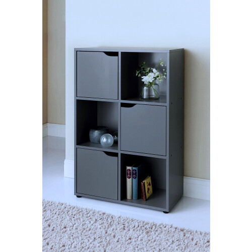 Spot On Dealz 6 Cube Storage Unit 3 Doors Book Case Wooden Cabinets Book Shelf