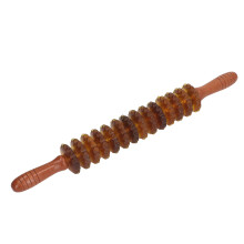 (Brown) Holz-Faszienrolle 14 Rollen Manueller Massagestab Braun