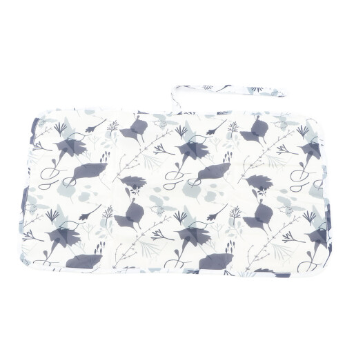 (Beige Leaves) Waterproof Foldable Portable Nylon Diaper Changing Pad Pink