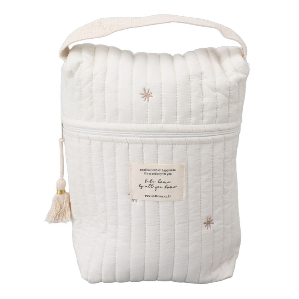 (Star) Cotton Diapers Bag Quilting Embroidered Zipper Bottle Wipes Pacifier