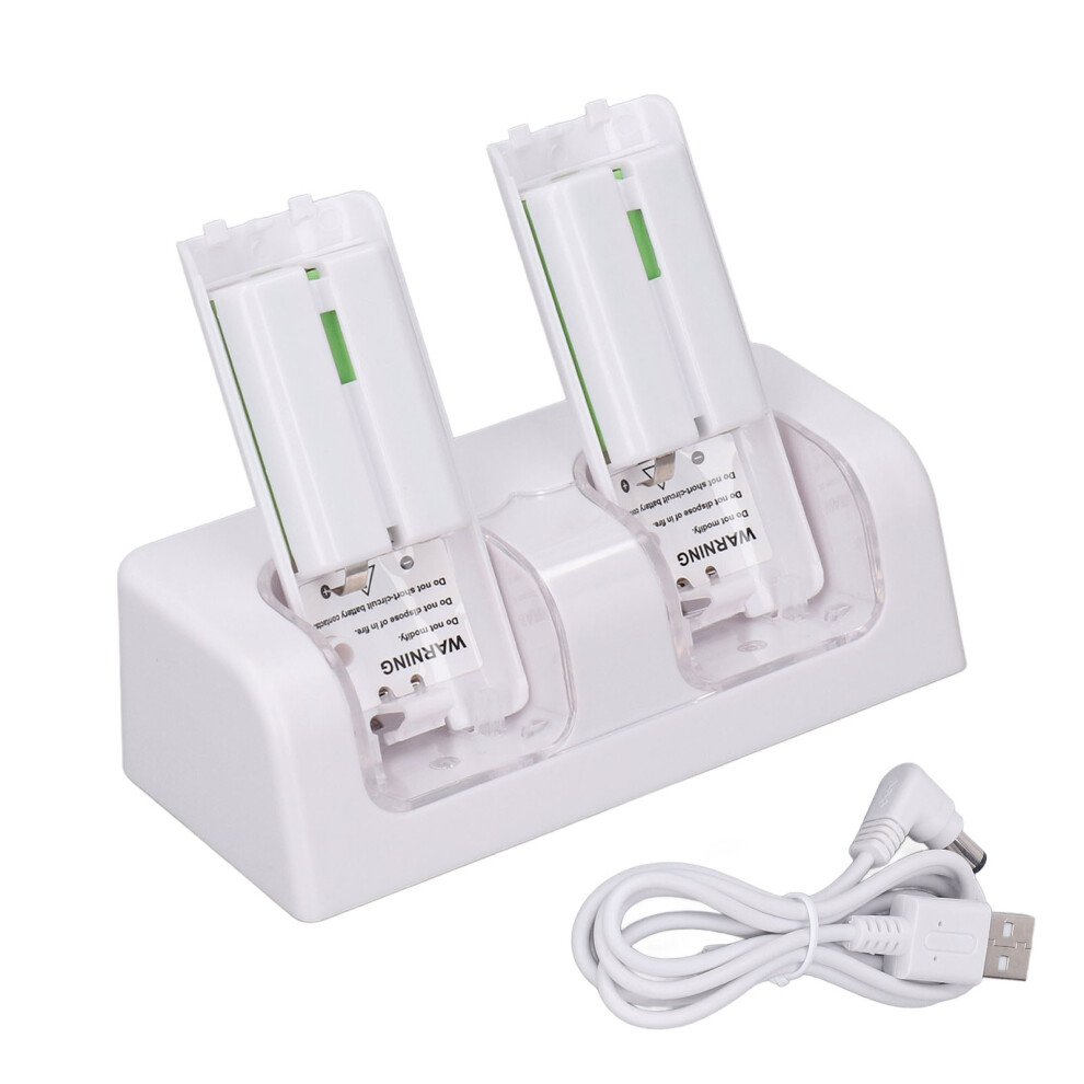 (White) 4 In 1 Remote Charging Station Portable Dual Dock White 604725189615