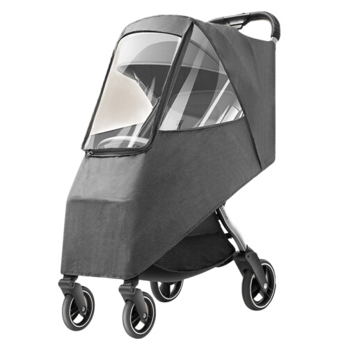 (Linen Gray) Stroller Rain Cover Universal Waterproof Windproof Pushchair Shield