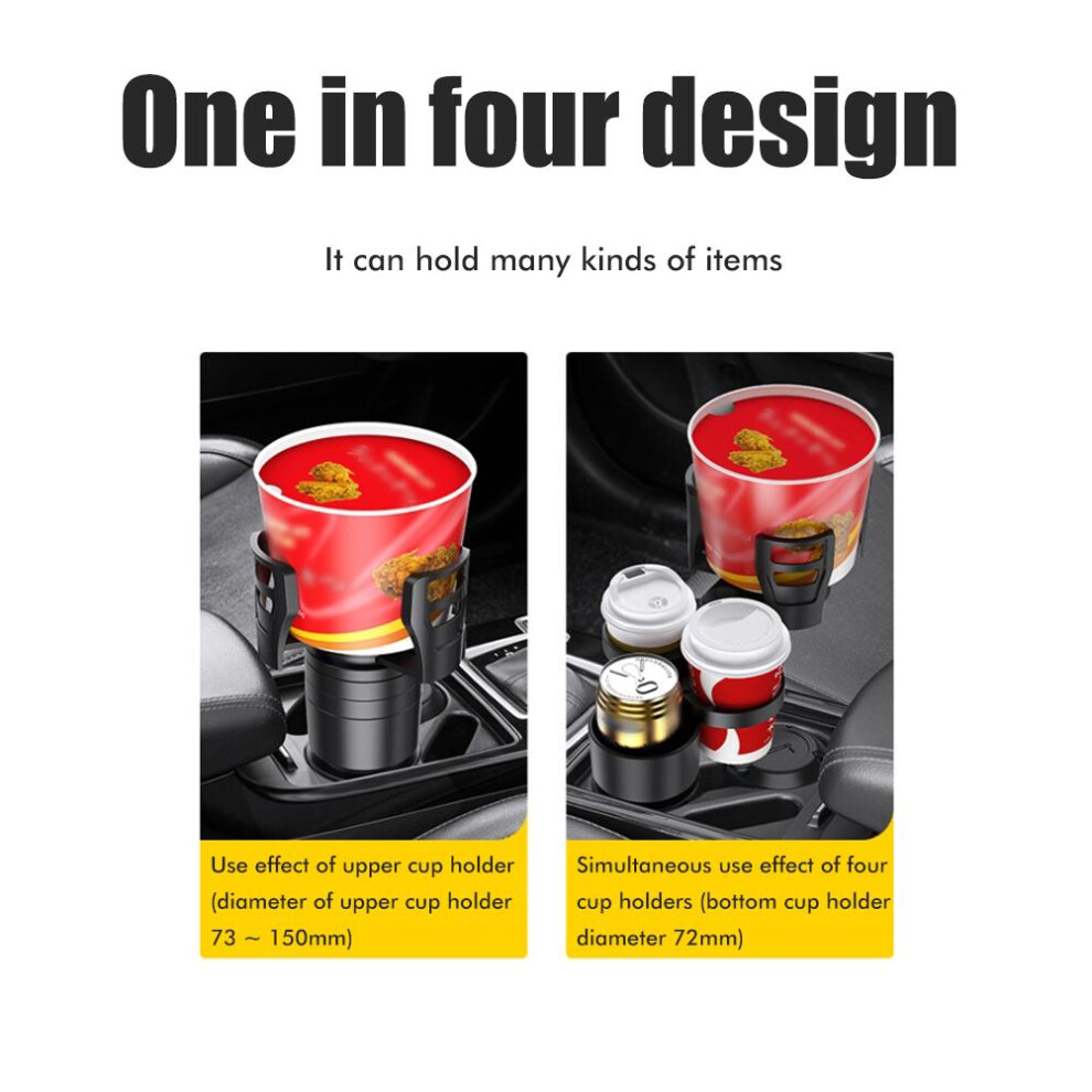 Multifunctional Car Cup Holder Expander 12.1*8.7*22.3Cm Adjustable Black 4691357207165