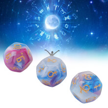 3 Stück Acryl-Astrologische Würfelset, 12-seitig, Glitzer-Runen, Tischspiel