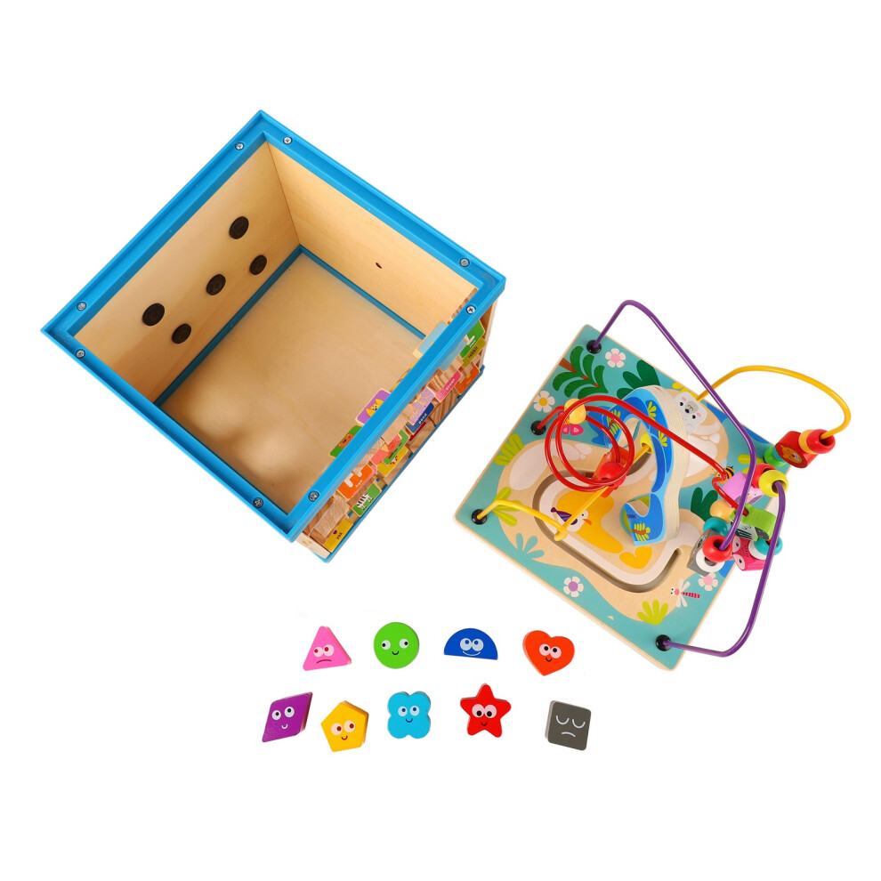 Wooden Baby Activity Cube 8-in-1 Bead Block Educational Toy for Kids