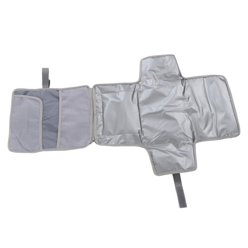 (Grey) Baby Diaper Pad Waterproof Foldable Changing Pad with Straps Grey