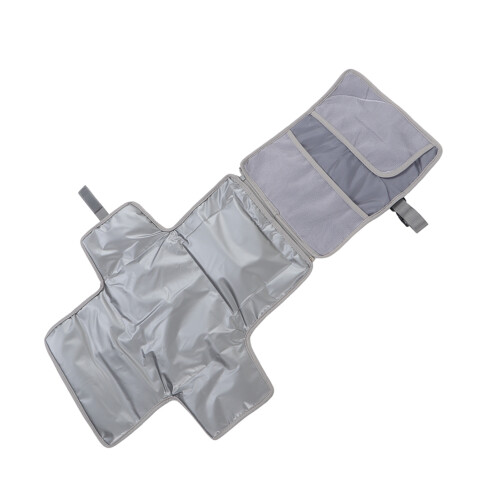 (Grey) Baby Diaper Pad Waterproof Foldable Changing Pad with Straps Grey 2