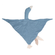 (Blue Black) Baby Goose Security Blanket Soft Cotton Breathable Newborn Khaki