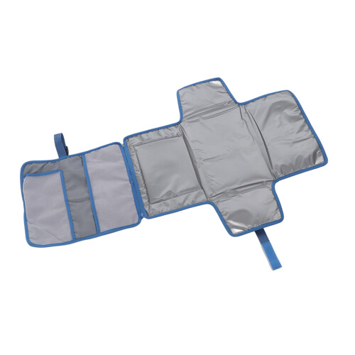 (Blue) Baby Diaper Pad Waterproof Foldable Changing Pad with Straps Grey 2