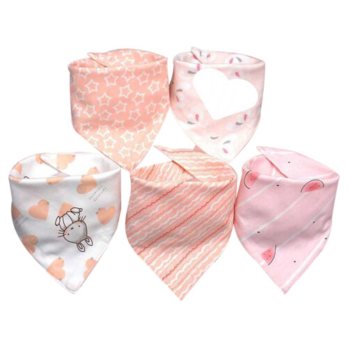 (Type 1) 5pcs Pure Cotton Triangle Baby Drool Bibs