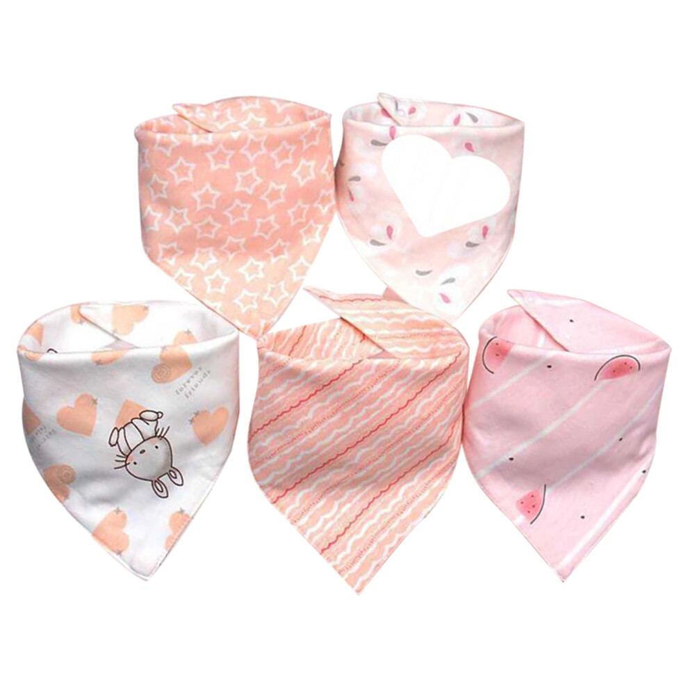 (Type 1) 5pcs Baby Drool Bibs Pure Cotton Triangle Soft Thick Absorbent Type 2