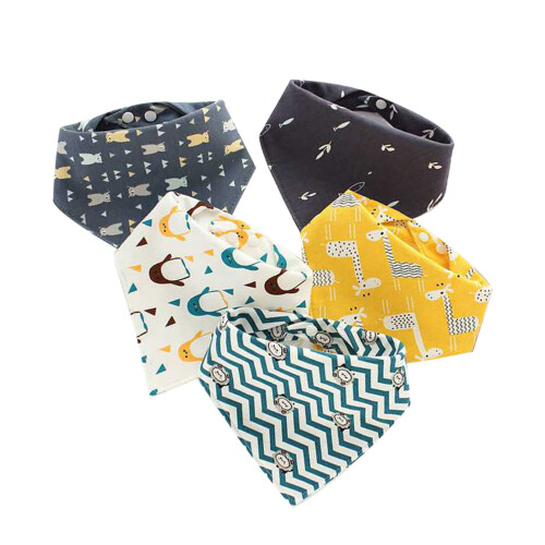 (Type 2) 5pcs Pure Cotton Triangle Baby Drool Bibs 2