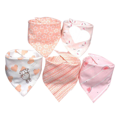 (Type 1) 5pcs Pure Cotton Triangle Baby Drool Bibs 2