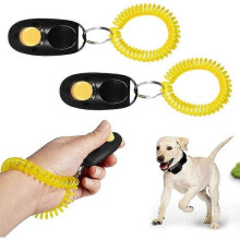Dog Clicker, Dog Training, Finger Clicker Training, Clicker Training with Elastic Wrist Strap &amp;amp; Large Button, Professional Dog Clicker Traini
