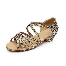 (32, leopard) Kids Dance Shoes High Quality New Arrival Girls Sandals  Children Ballroom Tango Salsa Latin Dance Low Heel Shoes-csn