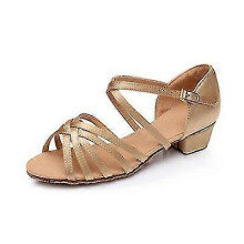 (32, champagne) Kids Dance Shoes High Quality New Arrival Girls Sandals  Children Ballroom Tango Salsa Latin Dance Low Heel Shoes-csn