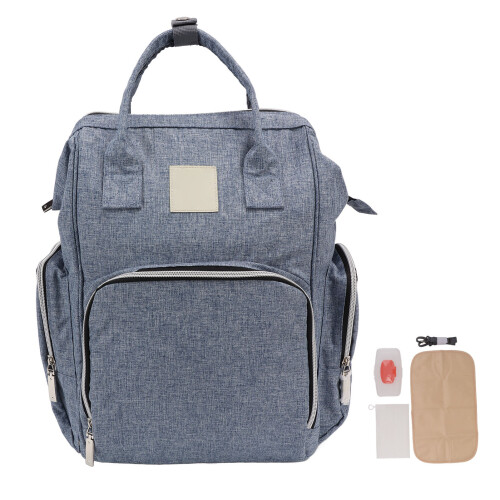 (Blue) Large Waterproof Blue Diaper Backpack Multi-Pocket