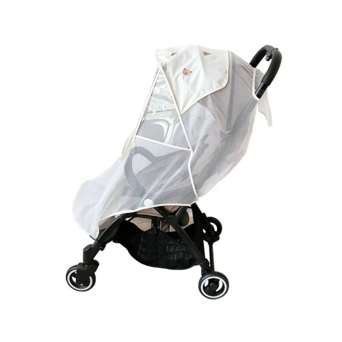 (Beige) Baby Stroller Bug Net Breathable Windproof Full Cover Black