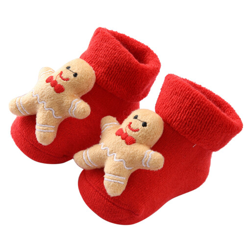 (Cookie Man) Rote Weihnachts-Babysocken warm Baumwolle 2