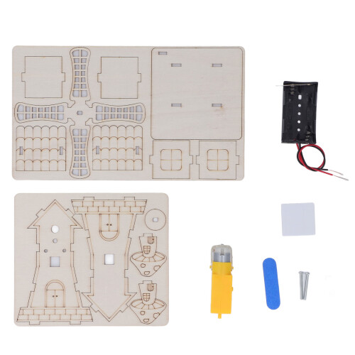 Windmill Wooden Battery Powered Educational DIY Science Model Kit