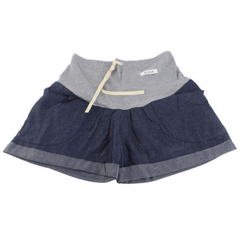 (Pulled Edge Dark Blue M) Mutterschafts-Denim-Shorts mit Bauchstütze, hellblau, M