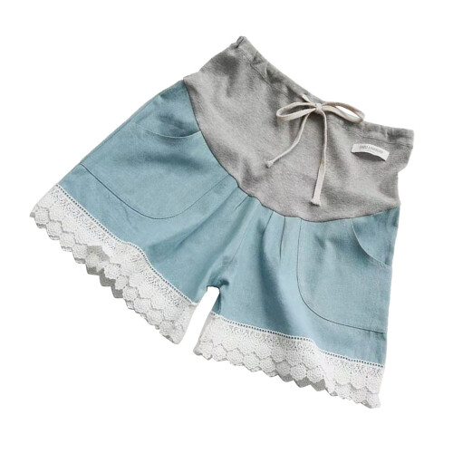 (Lace Light Blue M) Maternity Denim Shorts Pregnancy Support Light Blue M 1