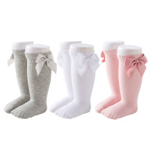 (S 1 Year Old 3.54 ~ 4.33in) 3 Paar Baby-Kniestrümpfe mit Schleifen 2-3 J.