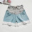 (Lace Light Blue M) Maternity Denim Shorts Pregnancy Support Light Blue M 5