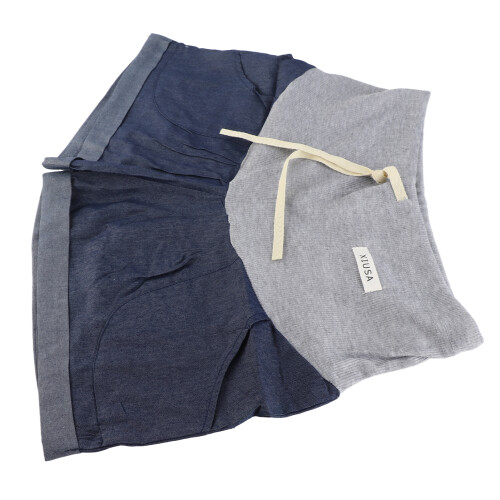 (Pulled Edge Dark Blue M) Mutterschafts-Denim-Shorts mit Bauchstütze, hellblau, M 2