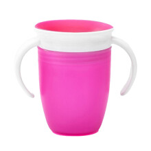 (Pink) Silicone Baby Drinking Cup 360 Protection Small Handle Green