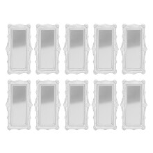 (Silver) 10Pcs Dollhouse Miniature Mirror European Frame Silver 1/12 1/6 Scale