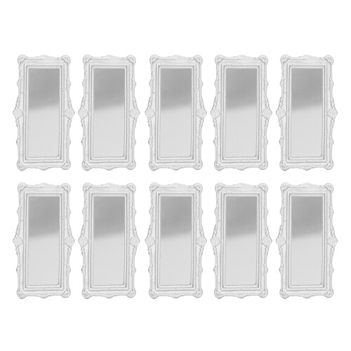 (Silver) 10Pcs Dollhouse Miniature Mirror European Frame Silver 1/12 1/6 Scale