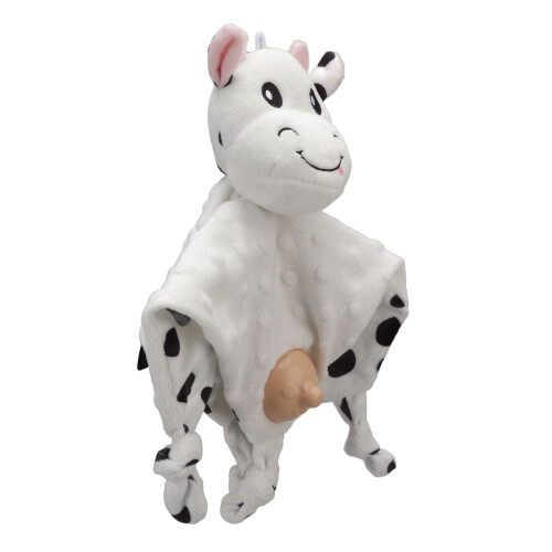 (Cow) Baby Security Blanket Stuffed Animal Soft Emotional Relief Pacifier 1