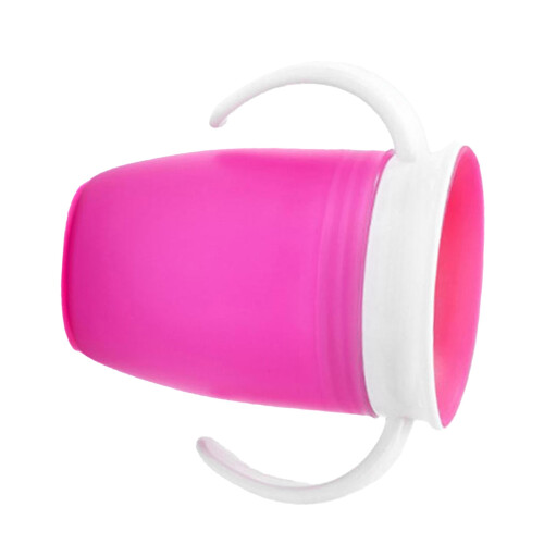 (Pink) Silicone Baby Drinking Cup 360 Protection Small Handle Green 2