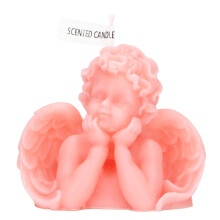 (Two Hand On Cheek Pink) Engelkerze aus Sojawachs, duftend, rosa Deko