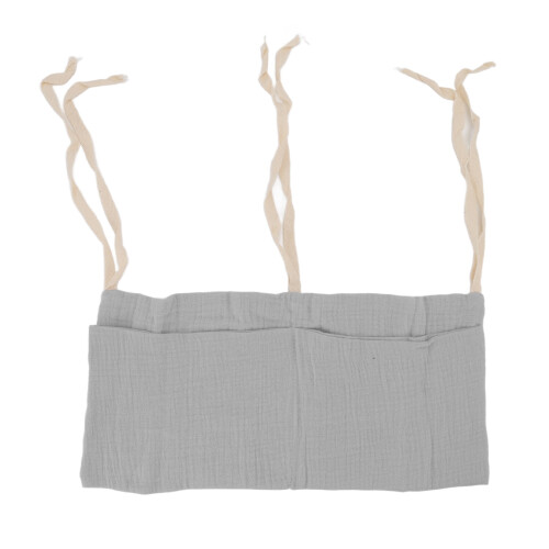 (Grey) Baby Bed Storage Hanging Bag 2 Pockets Grey