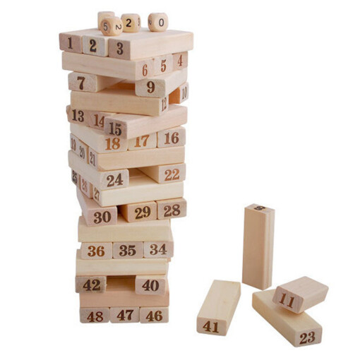(Stacking Block Games) Holzbausteine Stapelspiel 48 Farben Zahlen 1