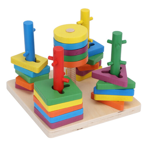 Wooden Sorting Stacking Shape Color Recognition Toy 1