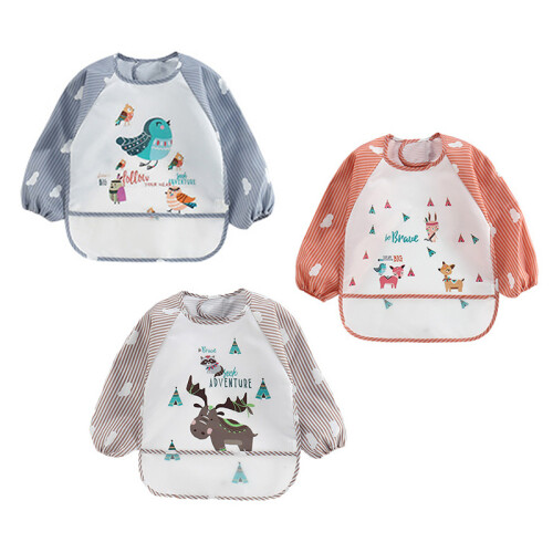 3x wasserdichtes Baby-Lätzchen Polyester Tierdruck 2
